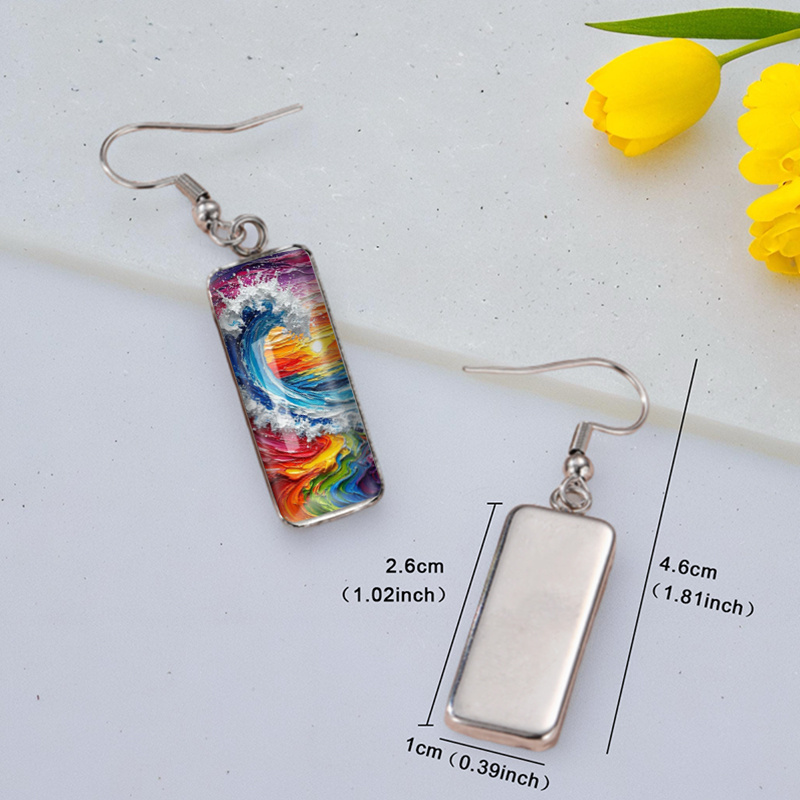 Colored Ocean Wave Fish Hook Earrings, Fashion Accessories Gift